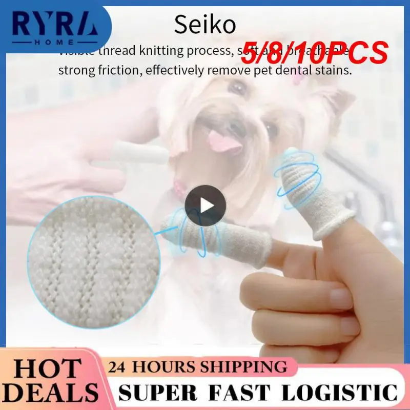 

5/8/10PCS Pet Two-finger Brushing Finger Cots Puppy Teeth Oral Cleaning Tool Kitten Finger Toothbrush Pets Care Accessories