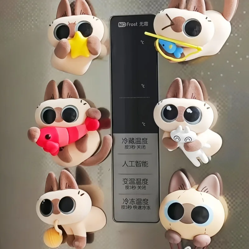 Фото Сиамский кот Азуки 3D Магнит на холодильник Аниме Фигурка Декор стола Слепая коробка Игрушка Исцеляющий момент Серия Детский подарок Коллекционная модная №1