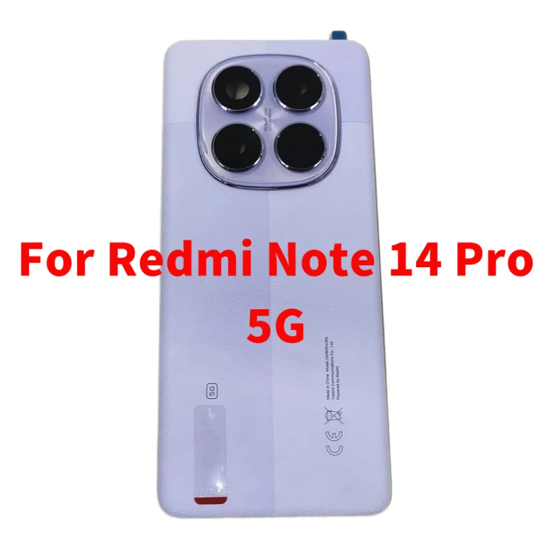 Фото Заднее стекло крышки батарейного отсека для Xiaomi Redmi Note 14 Pro 5G, задний корпус панели с запасными частями для объектива камеры №1