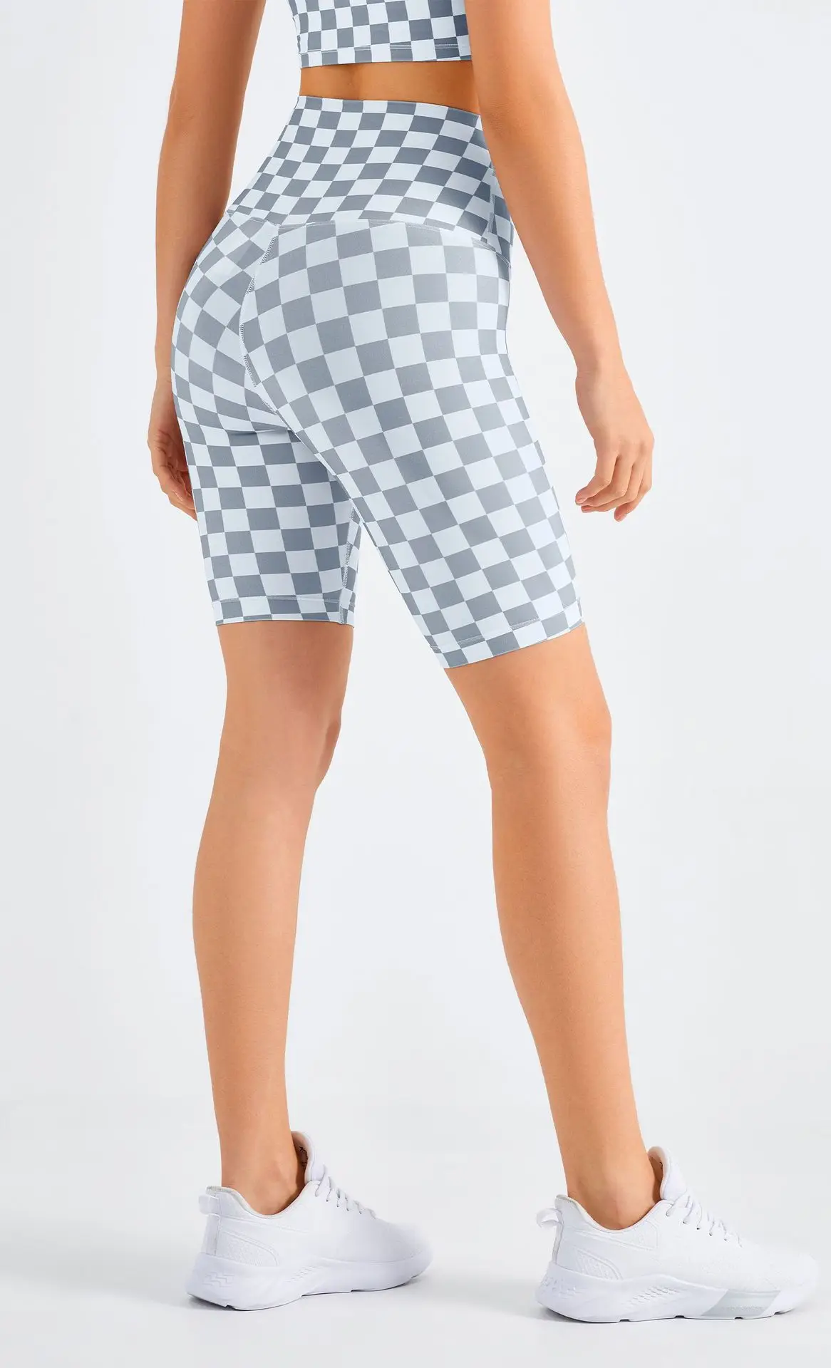 Top Women's Plaid Leggings Sports Shorts Gym Yoga Sexy Fitness Pants Cycling Shorts Fashion Casual Soft Breathable Nude No Trace