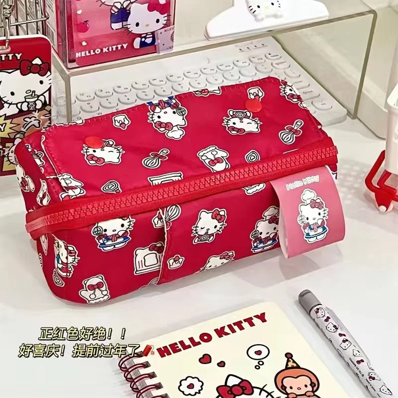 

New Sanrio Hello Kitty Pochacco Pencil Case Student Large Capacity Cute Multi Layered Multifunctional Storage Bag Supplies