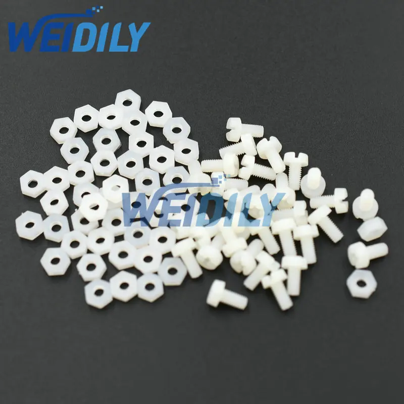 

50 наборов = 100 шт., белые нейлоновые винты M3 из нержавеющей стали с крестовой встраиваемой головкой с гайкой, набор винтов Phillips M3 * 6 мм