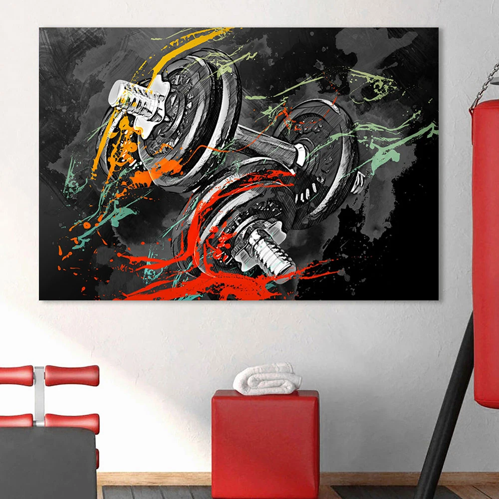 

Sports Fitness Abstract Canvas Prints Poster Dumbbel Art Painting Decoration Cuadros Modern Wall Picture For Gym Room Home Decor