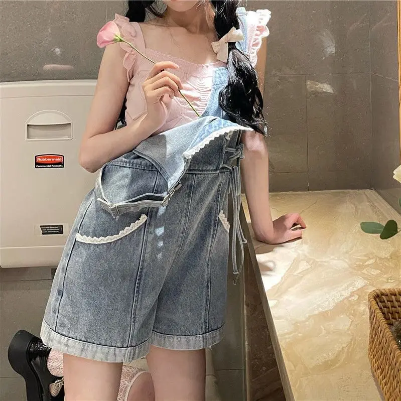 2023 синие джинсовые шорты для женщин комбинезон девочек брюки комбинезоны