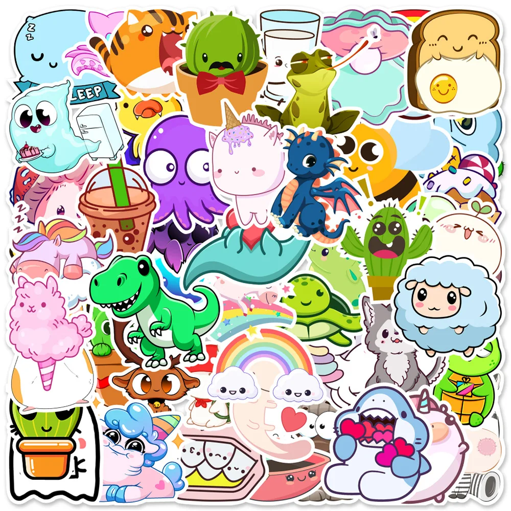

10/50Pcs Cartoon Rainbow Plant Stationery Stickers Cute Animal Plants Sticker for Scrapbook Craft Supplies Scrapbooking Material