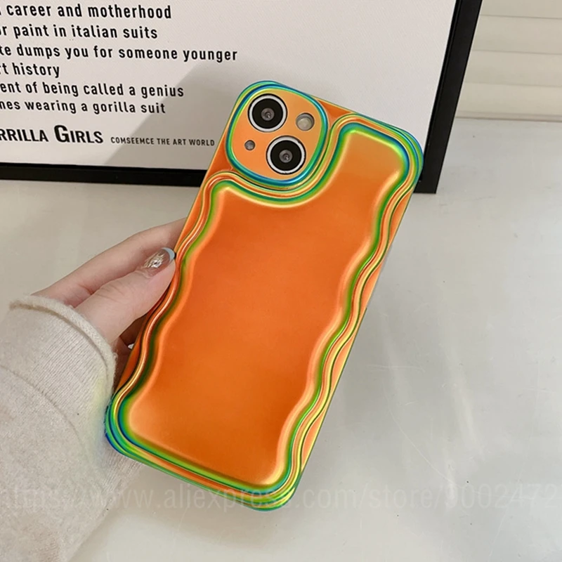 

Luxury Phone Case Matte Laser Gradient Aurora For iPhone 14 13 Pro max 12 11 Promax XS XR Plus Fashion Rainbow Funda Cover Coque