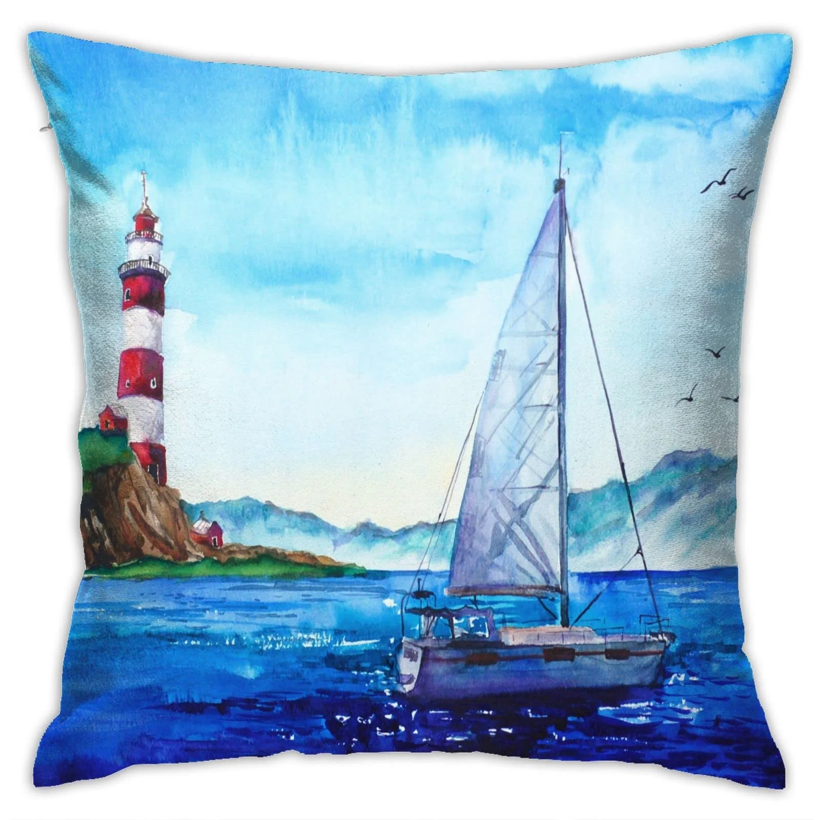 

Квадратные наволочки из полиэстера, забавная наволочка для дома, декор для дивана, машины, спальни, морского парусника, якоря, 18x18 дюймов