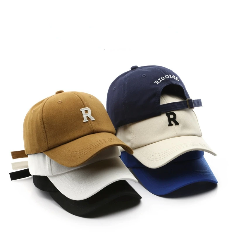 

2021New Korean Version of R Letter Soft Top Baseball Hat Winter Cap Female Fashion Suzuki Hat Peaked Cap Sun Hat Autumn Cap Male