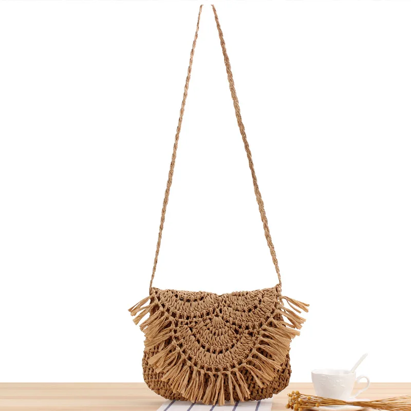 

Summer Straw Bags for Women Handmade Tassel Beach Bags Raffia Rattan Woven Handbags Vacation Shoulder Crossbody Bags Clutch