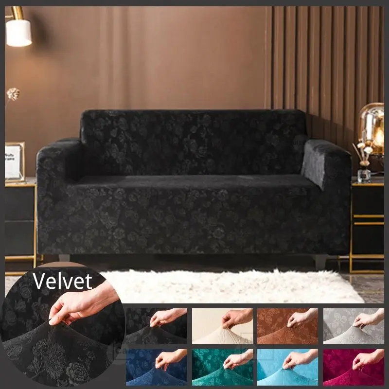

Jacquard Velvet Sofa slipcovers Black stretch cover for sofa Adjustable sofa cover Plush Armchair Cover Home Textile