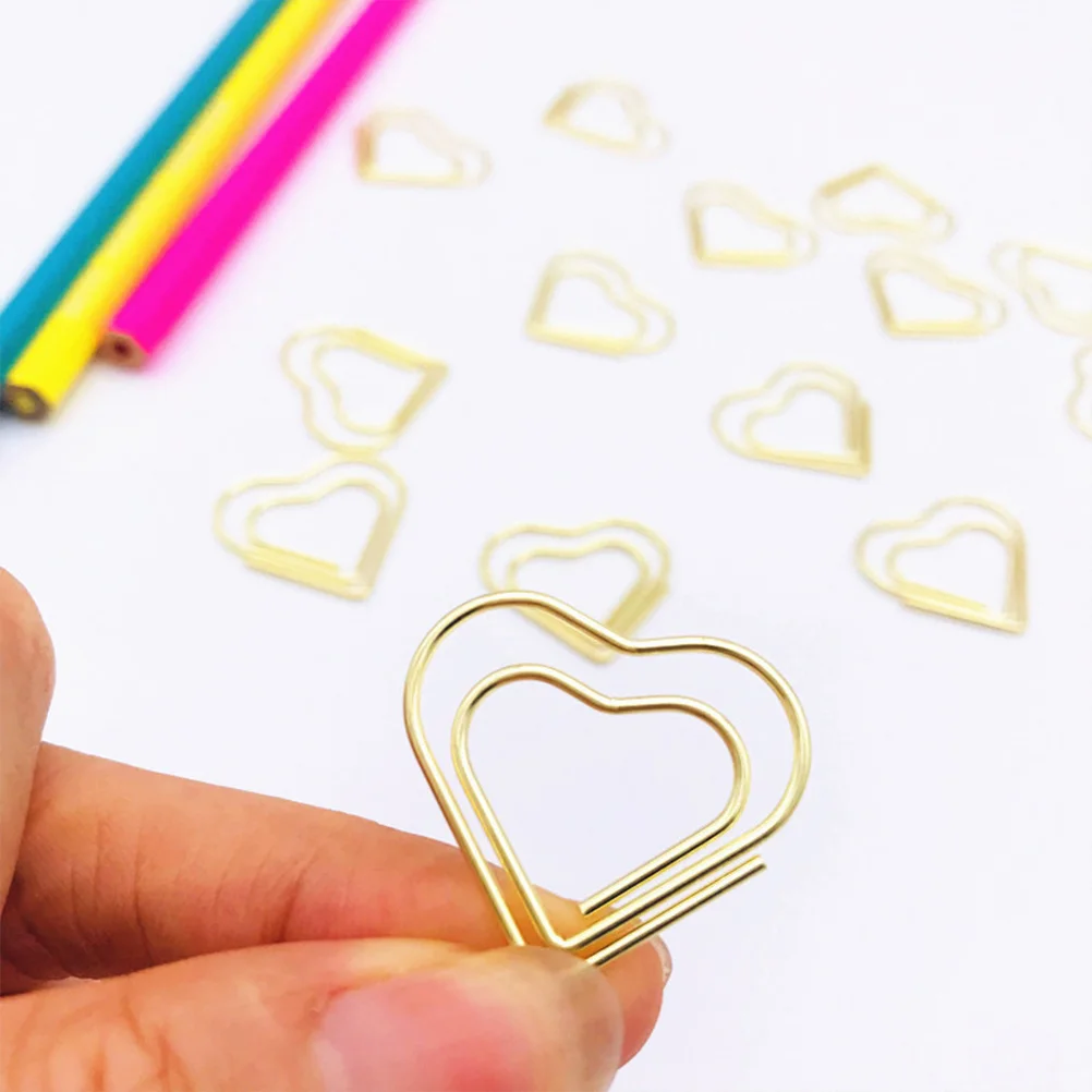 

20pcs Paper Clip Practical Heart Shaped Paper Clamp Paper Clip Holder for Office School