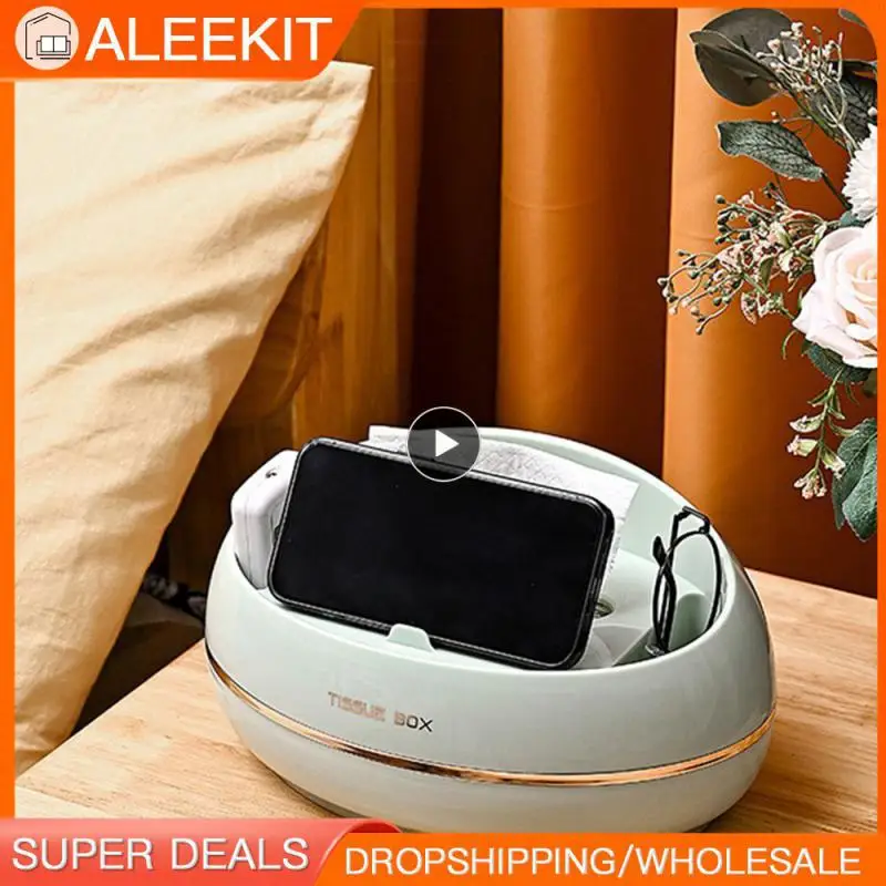 

Tissue Storage Basket Luxury Style Durable Mobile Phone Remote Control Storage Rack Tissue Box Tissue Drawer Oval Shaped Safety