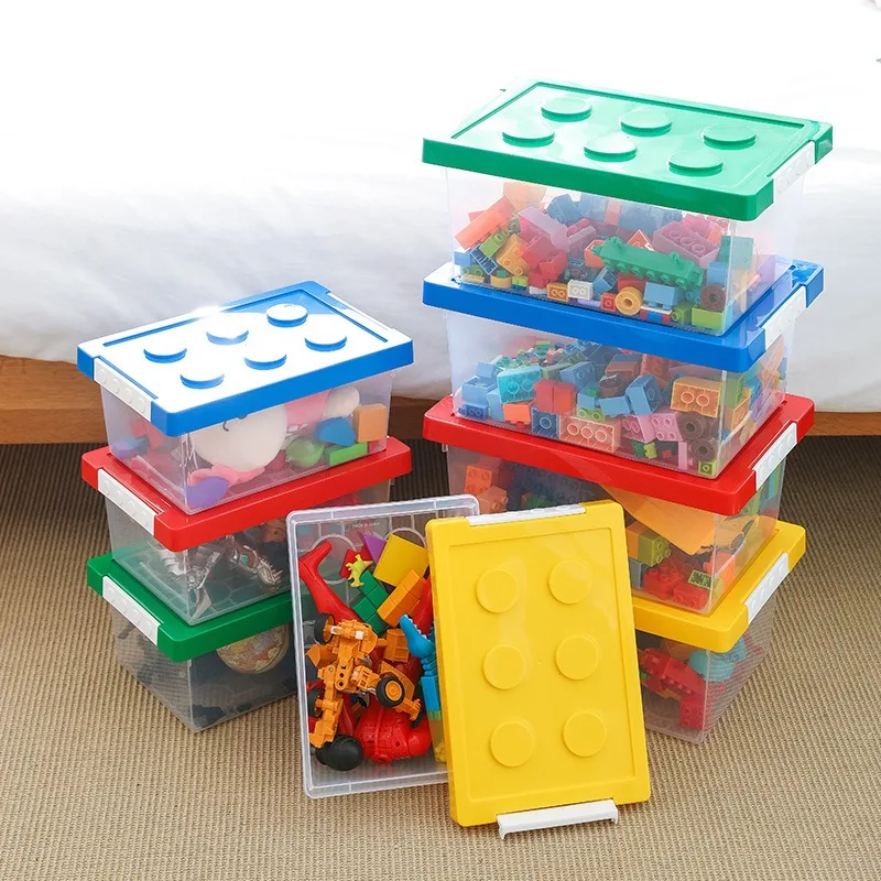 

Прозрачная Штабелируемая коробка для хранения игрушек, коробка для хранения детских строительных блоков, Детская Веселая коробка для игрушек Lego