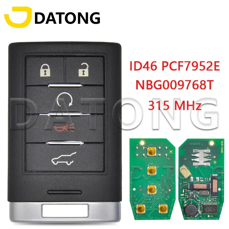 

Datong World Car Remote Control Key For Cadillac SRX CTS XTS DTS 2010 - 2014 NBG009768T 315MHz ID46 PCF7952E Promixity Card