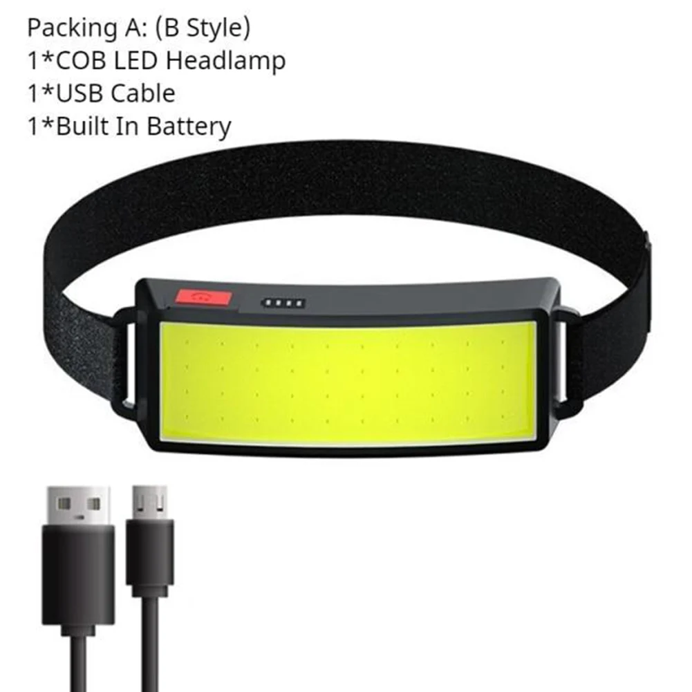 

COB LED Headlamp Floodlight Lightweight USB Rechargeable Headlight Torch for Outdoor Camping Night Fishing Hiking Head Light