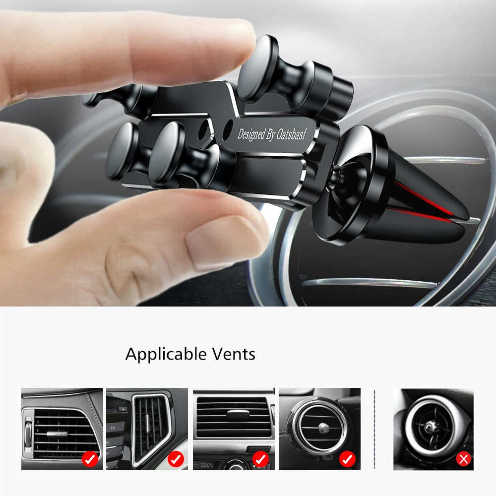 OATSBASF Gravity Car Phone Holder Support GPS Air Vent Clip Mount For iPhone 13 12 Pro Max Xiaomi Redmi Samsung Cell Phone Stand