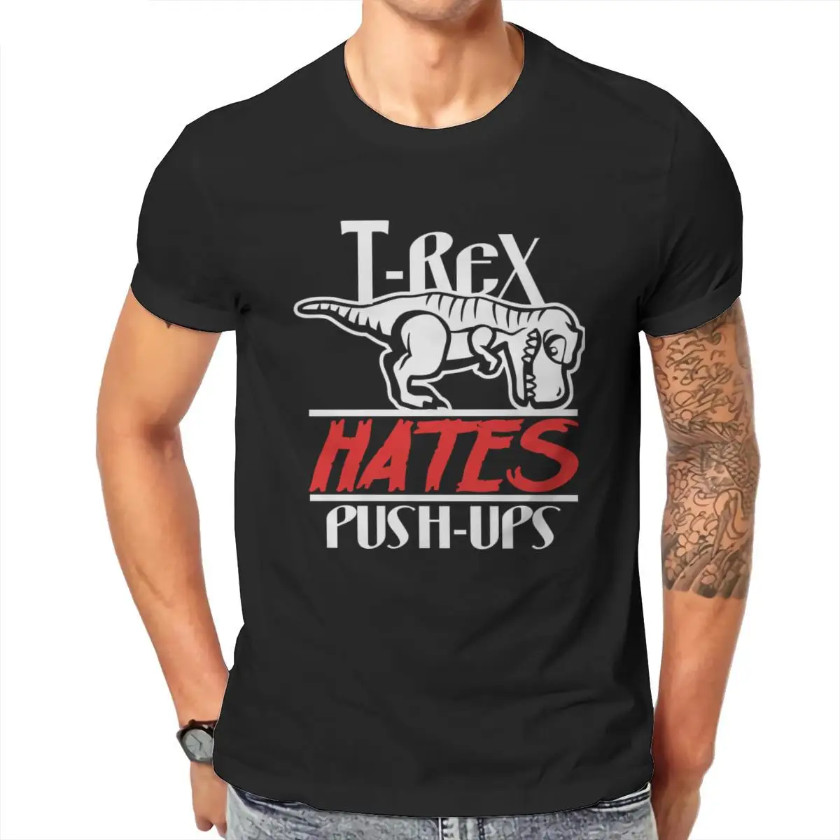 

Wholesale T-Rex Hates Push-Ups Mens T-Shirt Printing Fashion Tops KoreanStyle 103159