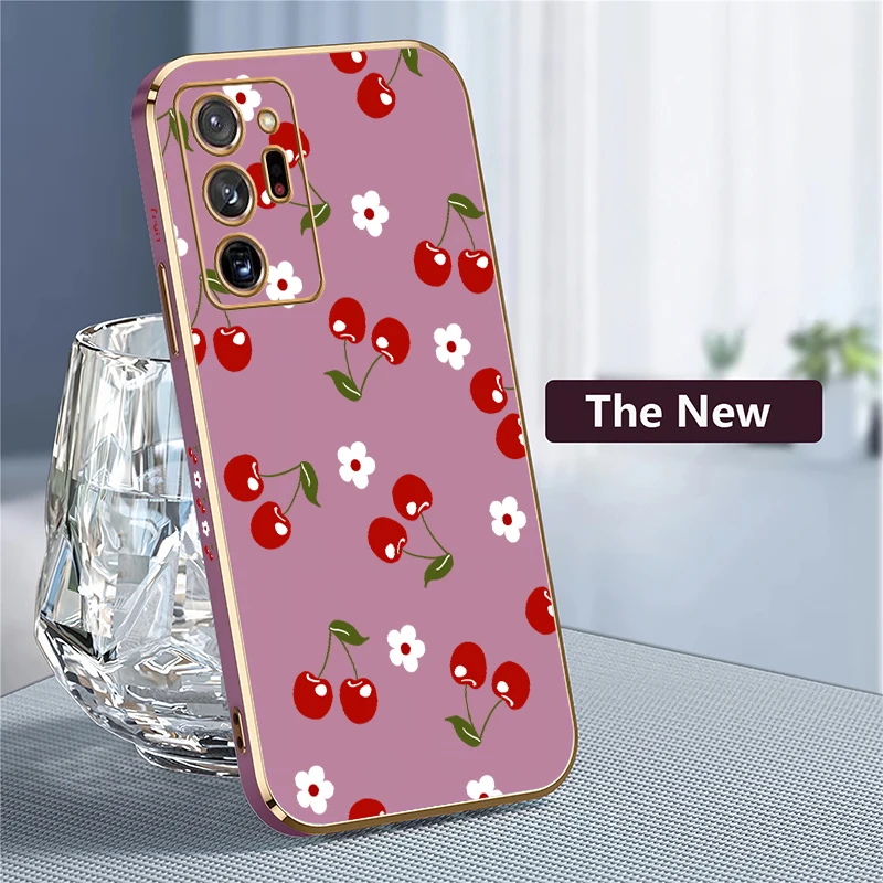 Фото Чехол для телефона Samsung Galaxy Note 20 Ultra 10 Plus 9 8 10 Lite, противоударный силиконовый чехол с покрытием, мягкий силиконовый чехол с принтом вишневого цветка №4