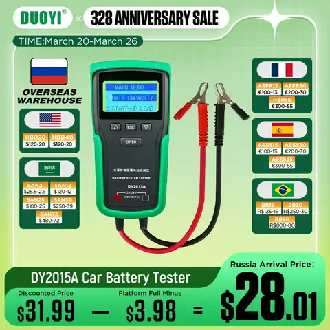 Цифровой мультиметр DUOYI DY2015A, 12 В, 24 В, для автомобильных аккумуляторов