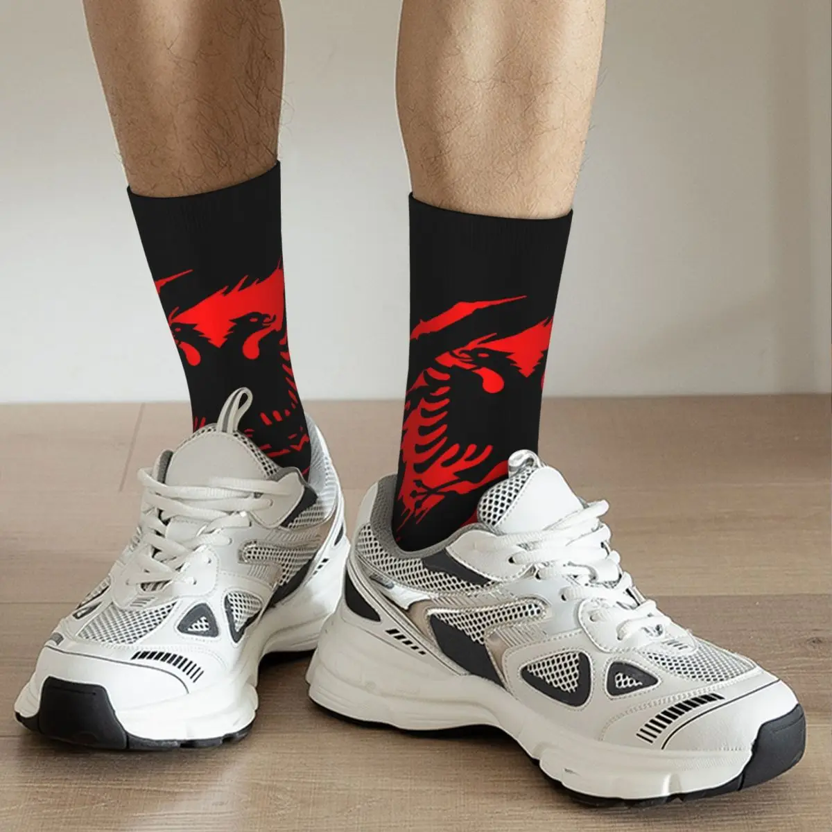 Сумасшедшие компрессионные черные и красные носки для мужчин винтажные