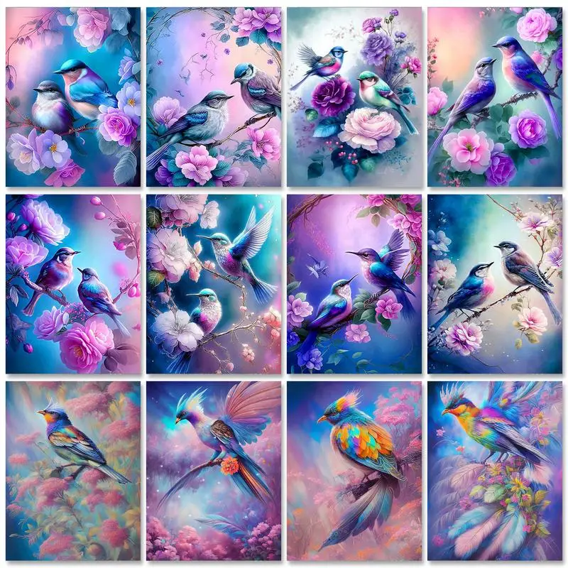 

GATYZTORY Frame Paint By Numbers Kits Birds In The Tree Diy Painting By Number For Adults Handpainted Picture Home Decor