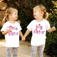 big sister little sister matching outfit t shirt summer fashion t shirt children short sleeves white tee kids tops girls clothes