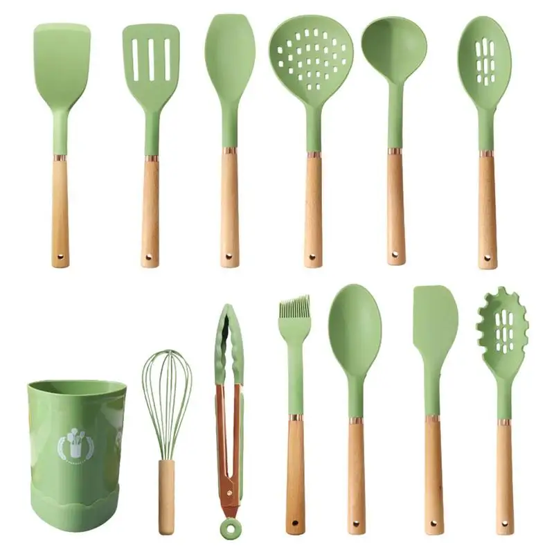 

Набор силиконовых кухонных принадлежностей, 13 шт., набор термостойких силиконовых кухонных принадлежностей, набор качественных кухонных принадлежностей из пищевого силикона с ручкой
