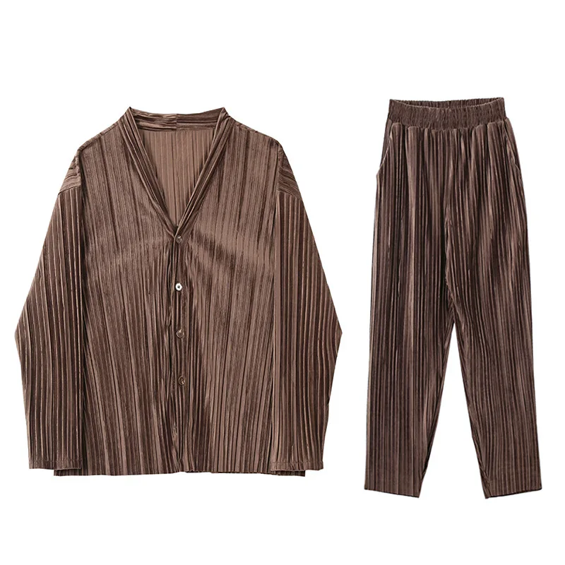 

Fashionable Casual Niche Lazy Style Suit Loose Ruffian Handsome Pajama Style Men's Suit A Trend Sleepwear Pajamas