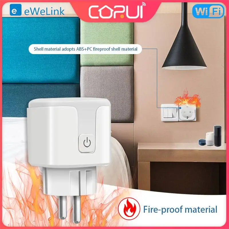 

CORUI EWelink Bluetooth-compatible + WIFI EU Plug 16A Timer Socket Fire Retardant Power Monitor Alexa Google Home Voice Control