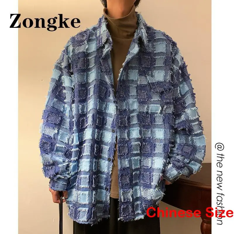 

Рубашка Zongke Мужская шерстяная в клетку, Повседневная белая Модная рубашка в Корейском стиле, с длинным рукавом, китайский Размер 5XL, весна 2023