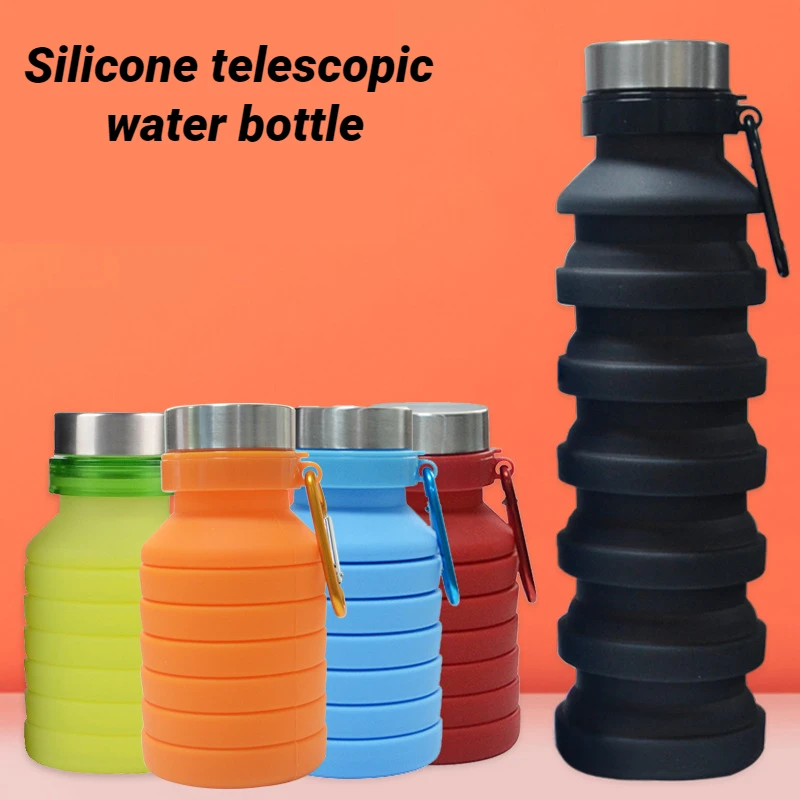 

550ml Capacity Creative Folding Water Cup Kettle Silicone Water Bottle Portable Sports Kettle Mountaineering Travel Outdoors