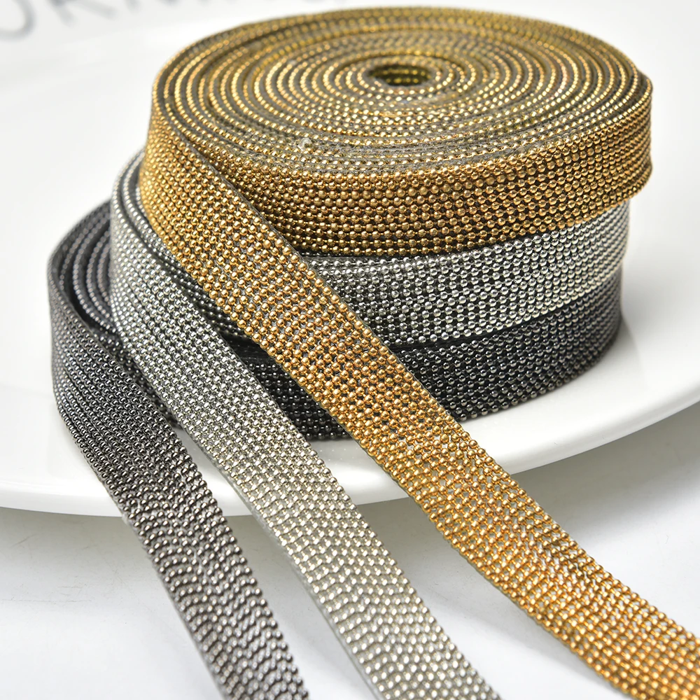 

Горячая фиксация, 1 метр, 10/24 рядов, Железная на золотой металлической цепочке, отделка для фоторемня, свадебное украшение, аксессуары «сдела...