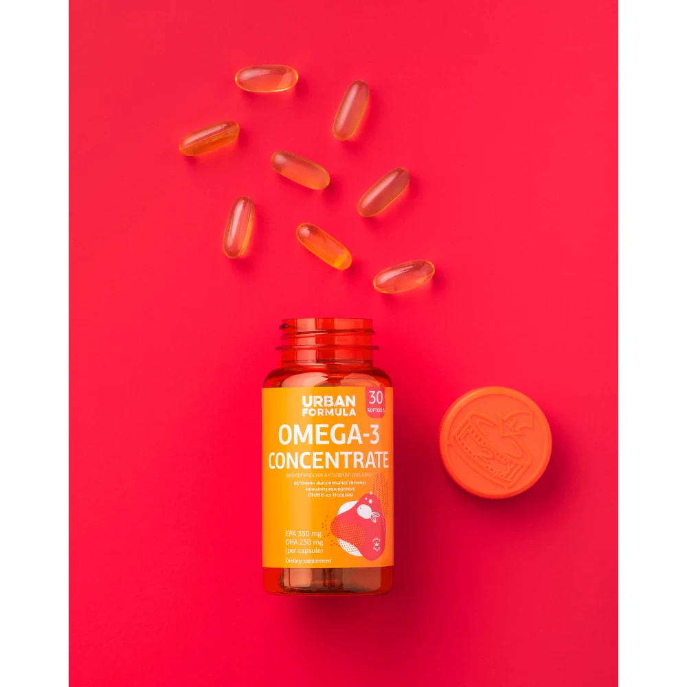 Омега-3 концентрат ДГК ЭПК Urban Formula Omega-3 Concentrate DHA EPA 30 капсул |