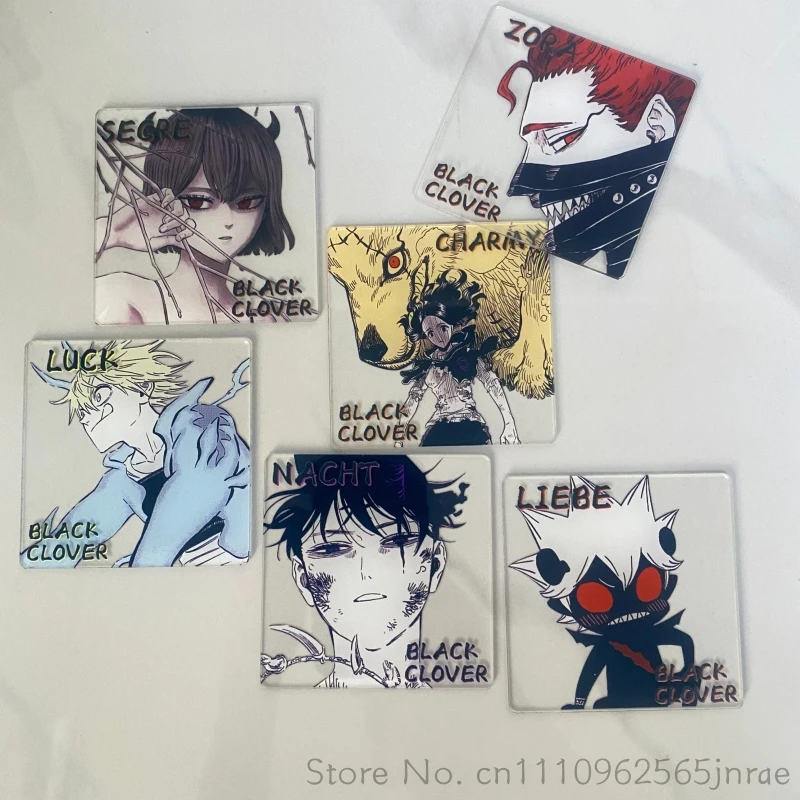 Фото Креативные акриловые подставки под кружки Black Clover с персонажами Аста, Ями, Ноэль, Финрал, Юно, Магна, Зора для дома, офиса, кофейного или чайного столика №1