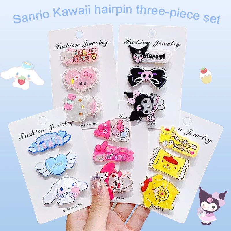 

Sanrio Kawaii Hello Kitty Hair Clip Kuromi Cinnamoroll My Melody Student Cartoon Cute Sweet Ins Bang Clip Set Gift for Girl