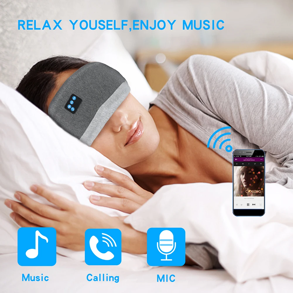 

Повязка на глаза с музыкальным проигрывателем, хлопковый бандаж для сна с защитой от шума, Мягкие 3D накладки на глаза из пены с эффектом памя...