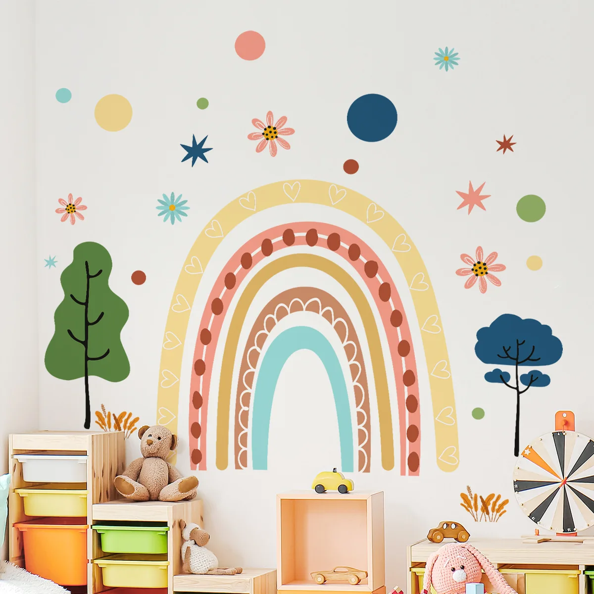 

Large Rainbow Wall Stickers for Girls Kids Child Nursery Wall Art Removable Room Decor Decals Cartoon Colorful Wall Decoration