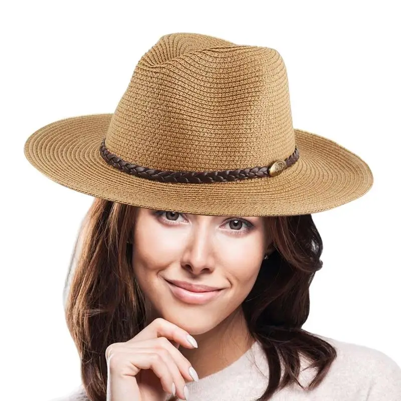 

Straw Visor Hat Packable Visor Sun Hat Women Wide Brim Leisure Sun Hat Men Summer Quick Dry Foldable Visors For Beach Party Gear
