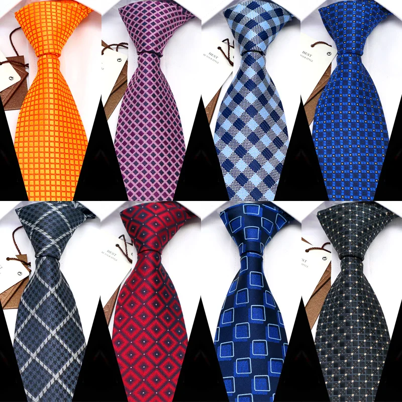 

Новый Классический мужской галстук YISHLINE шириной 8 см, модный клетчатый деловой ГАЛСТУК, синий мужской галстук, красные свадебные галстуки д...