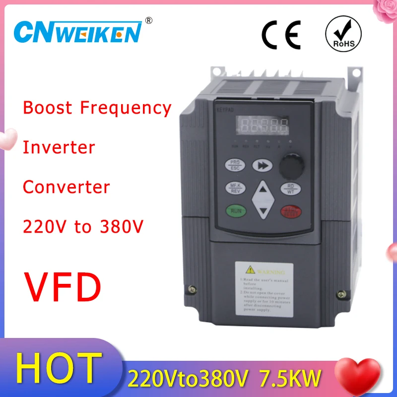 

Hot Sale ! 220v 4KW-7.5KW VDF To 3 Phase Output 380V Frequency Converter Adjustable Speed Drive For CNC Motor