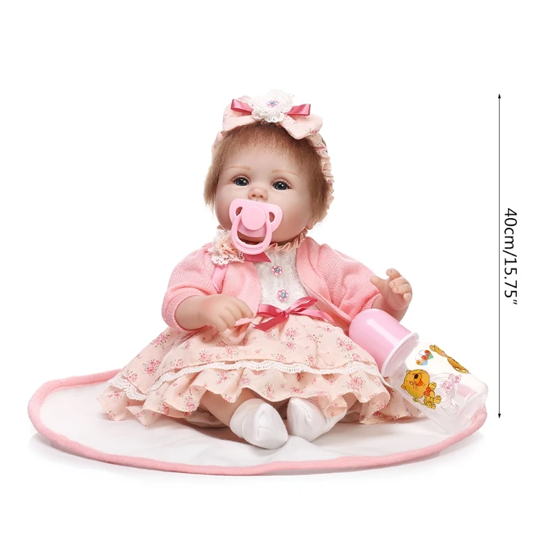 

40CM Soft Toy Realistic Baby Dolls Vibrant Lifelike Doll with Rooted Hair Educational Reborn Kids Adults Party Favor Toy