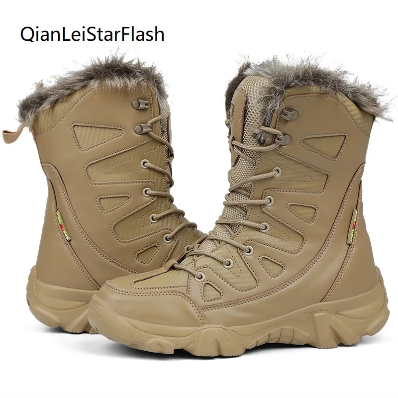 

Men Plush Snow Boots Combat Army Boots Winter Outdoor Tactical Boots Hiking Desert Ankle Hunting Shoes Military Botines Zapatos