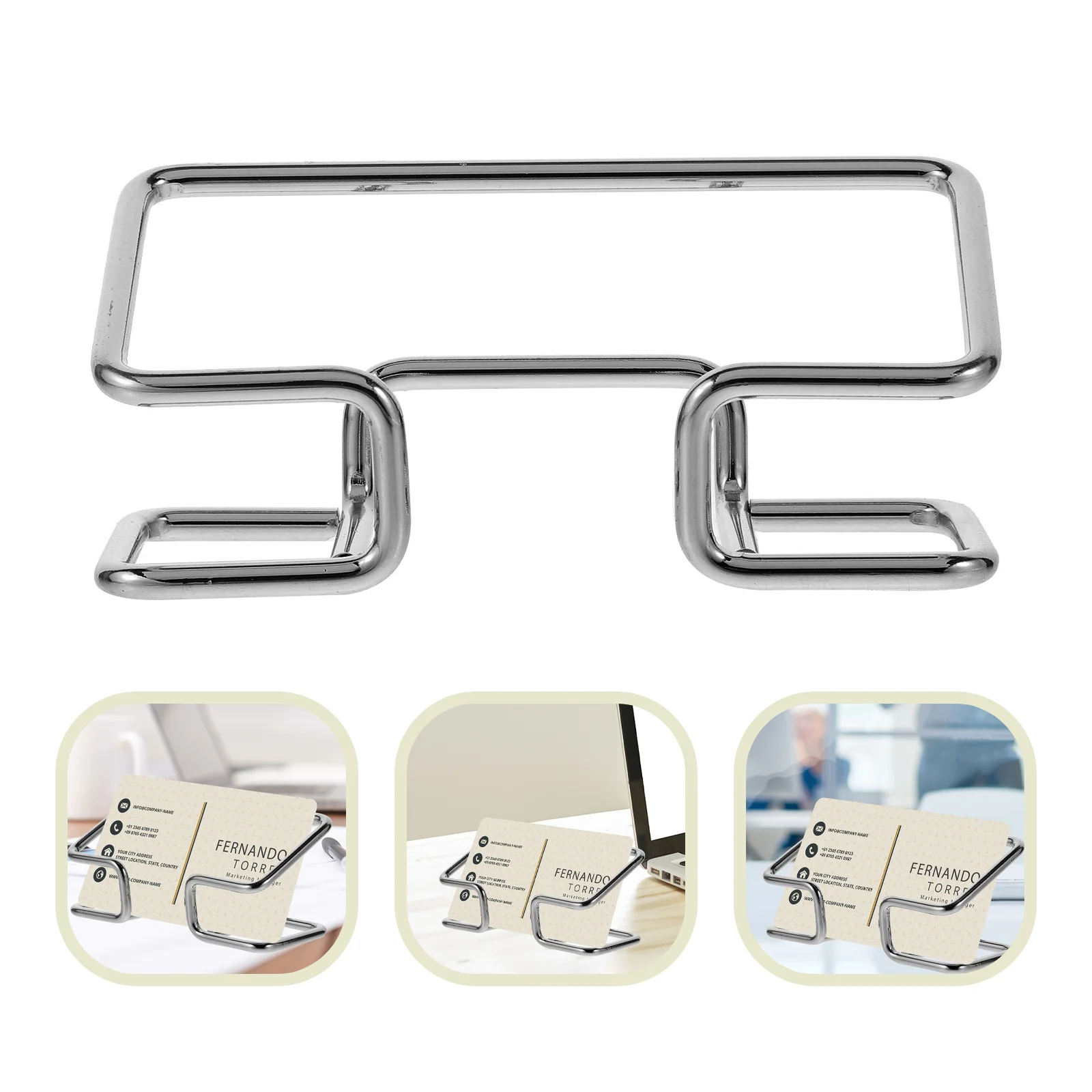 

Business Card Holder Gift Cards Organizer Office Supply Desk Simple Stand Display Metal