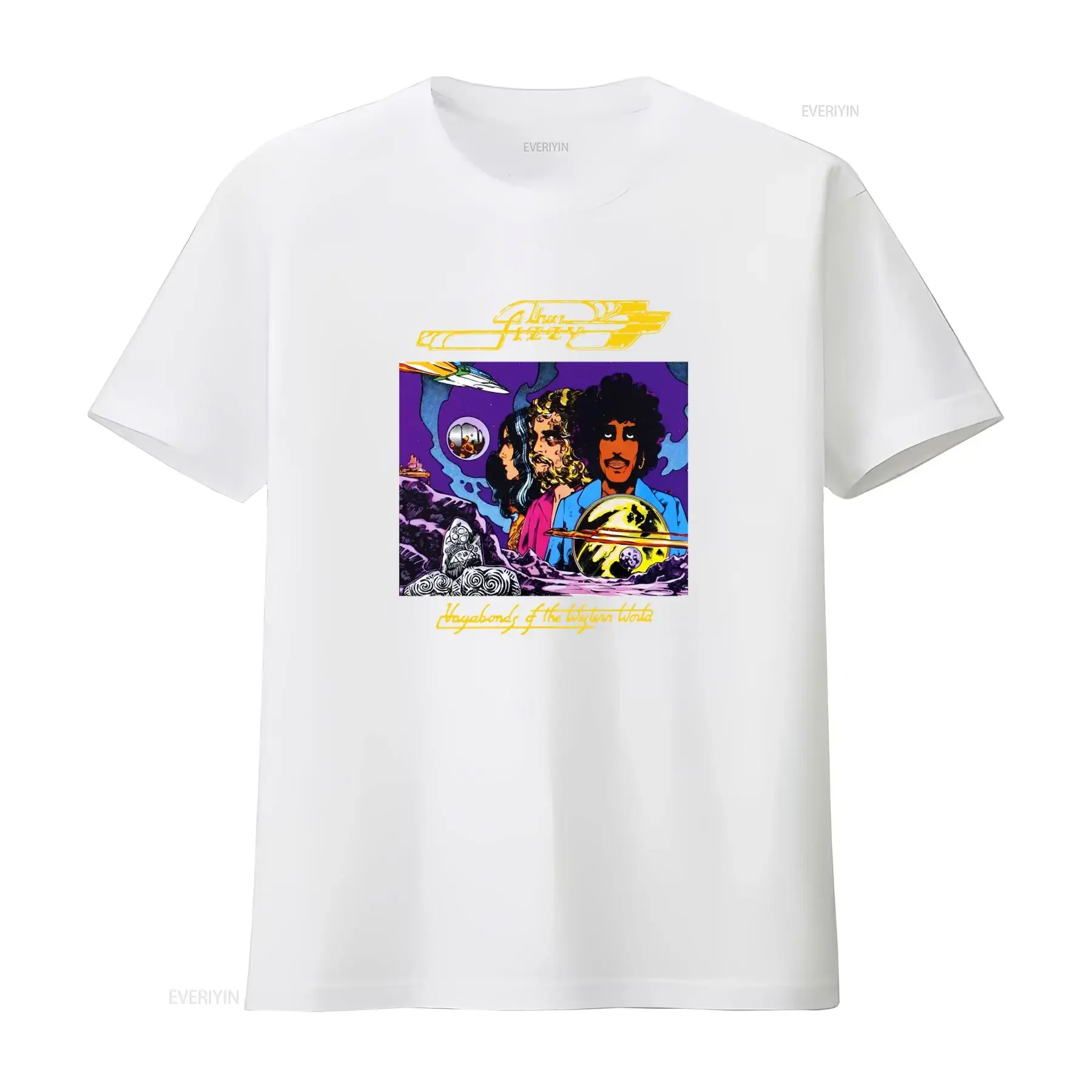 Фото Футболка хлопковая S-5XL Thin Lizzy's 'Vagabonds of the Western World' с принтом Фила Линнотта, винтажная, с эффектом потертости, стильная, эластичная №3