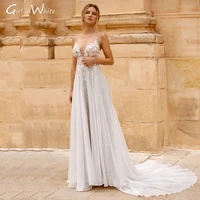 sexy spaghetti straps wedding dress boho lace appliques bride dresses for women bridal gowns vestido de novia robe de mari%c3%a9e