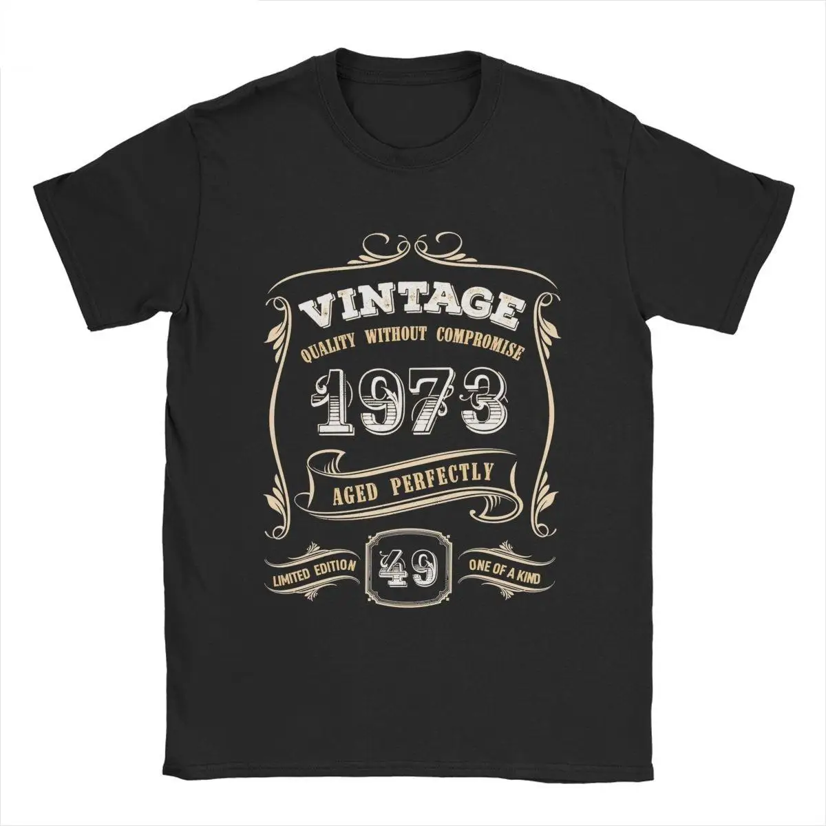 

50th Birthday Gift Vintage 1973 Aged Perfectly Men's T Shirts 50 Years Old Tee Shirt Crew Neck T-Shirt 100% Cotton Printed Tops