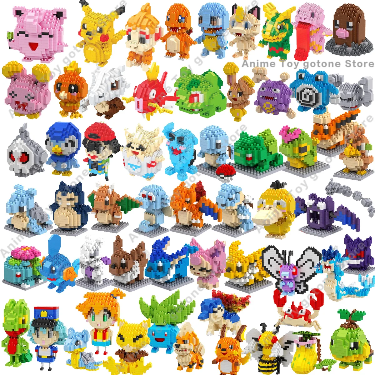 61 конструктор маленькие Мультяшные мини-строительные блоки женская модель Mewtwo