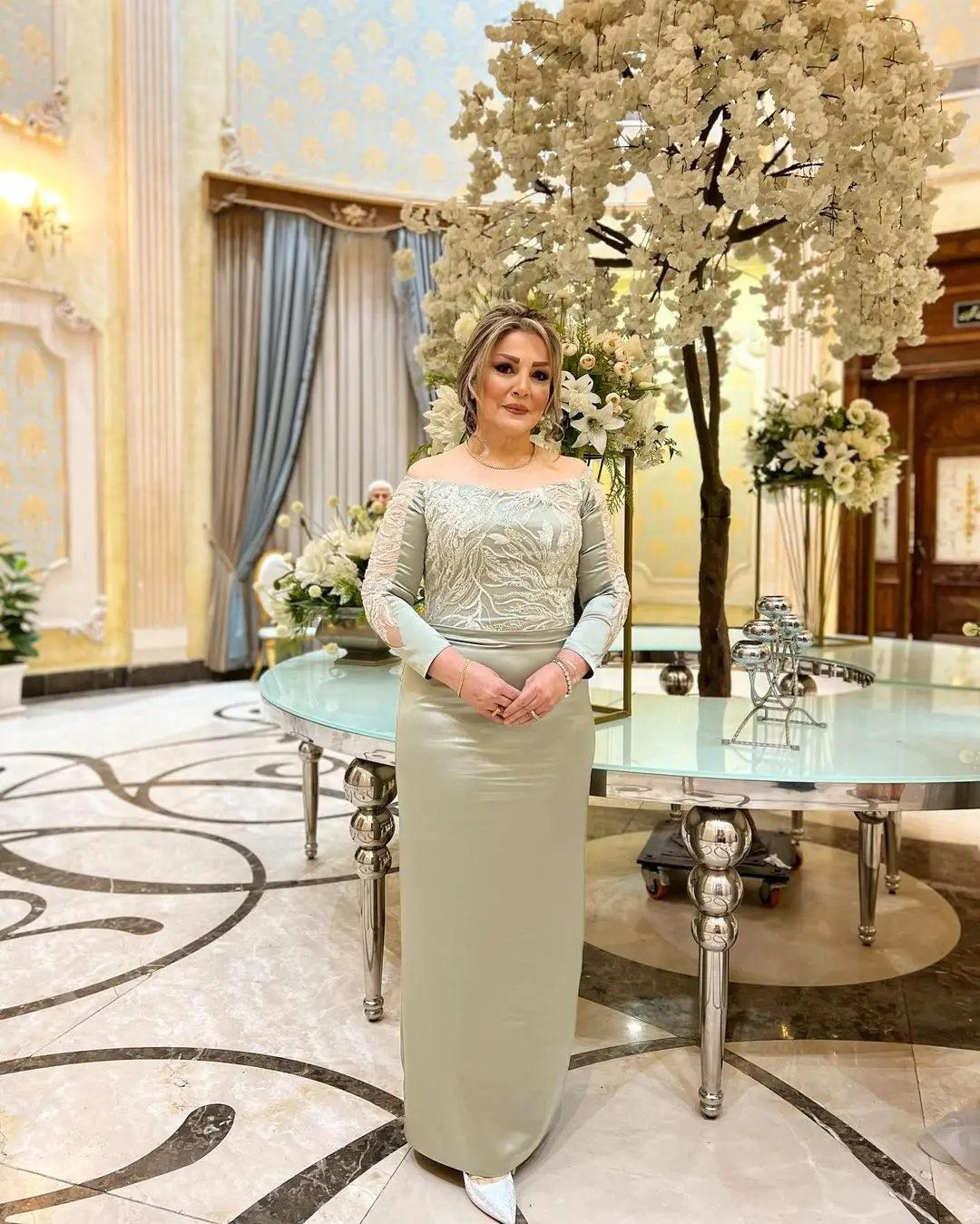 

Long Sleeves Prom Dresses Beaded Sequin Boat Neck Party Gowns Special Mother of the Bride Dress Vestidos De Fiesta Evening Dress