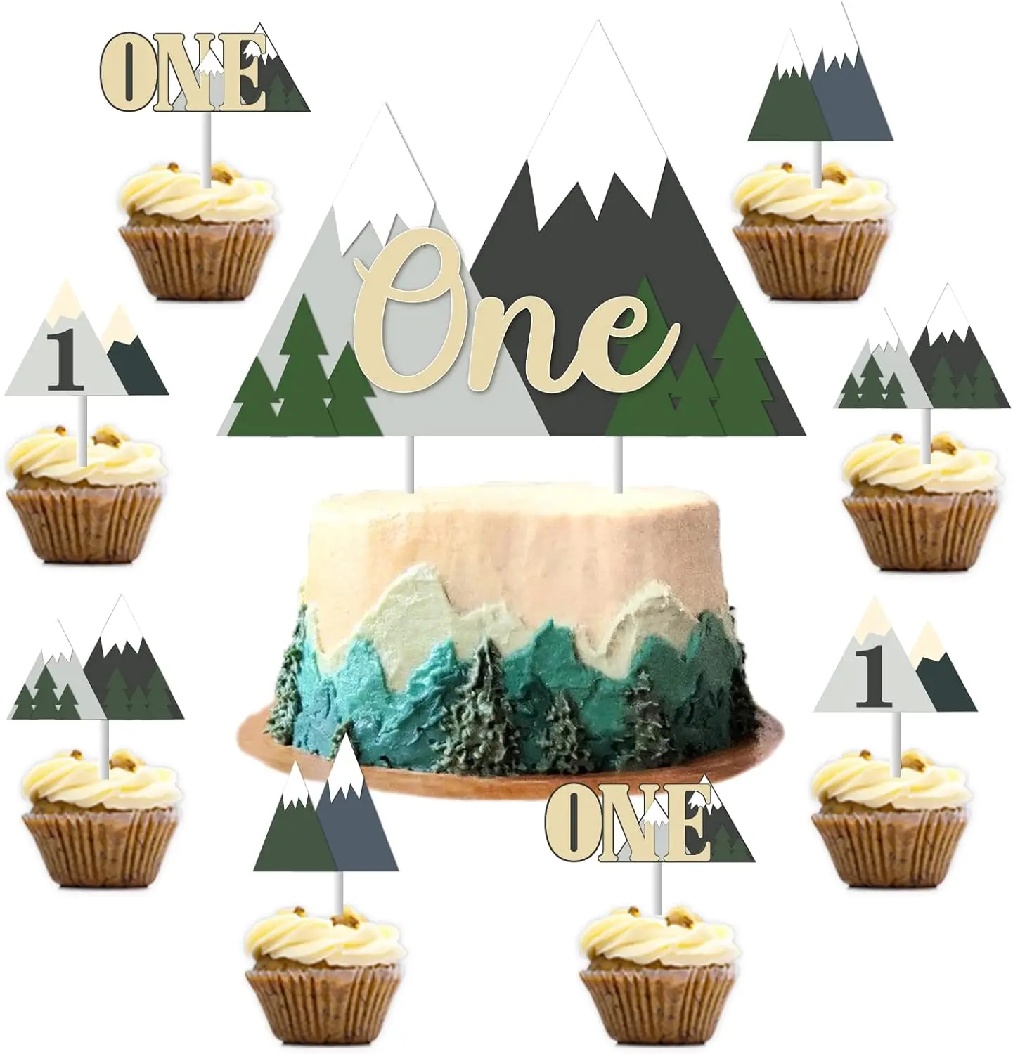 Топпер для торта украшение первого дня рождения 25 шт.