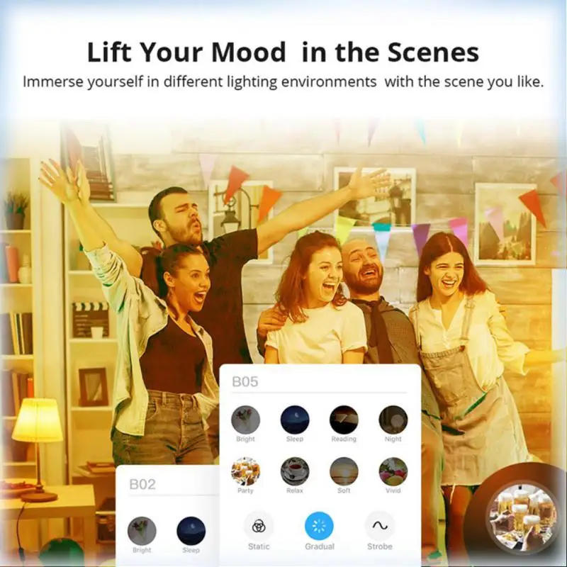 Умная светодиодная лампочка E27/E26 RGBCW с регулируемой яркостью